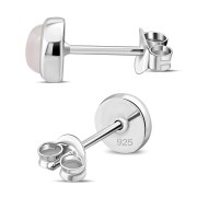 Rose Quartz Round Silver Stud Earrings, e421st
